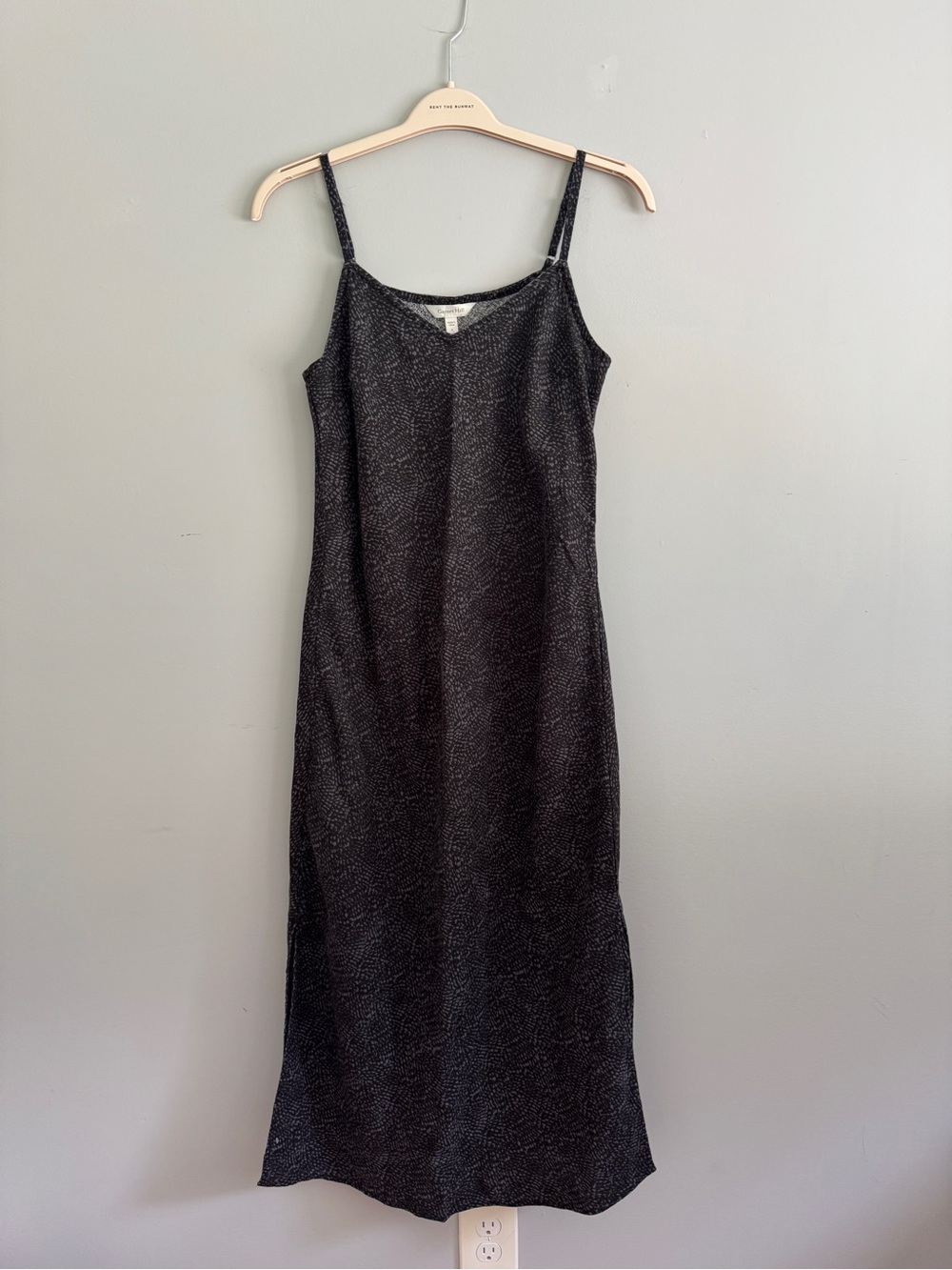 Black Patterned Linen Slip Dress - Brand: Garnet Hill